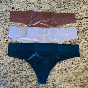 NEW 🌟 VICTORIAS SECRET PINK 3 pack Velour set of THONG size Large L